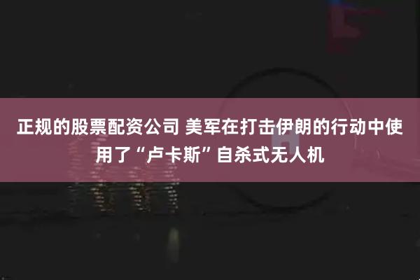 正规的股票配资公司 美军在打击伊朗的行动中使用了“卢卡斯”自杀式无人机