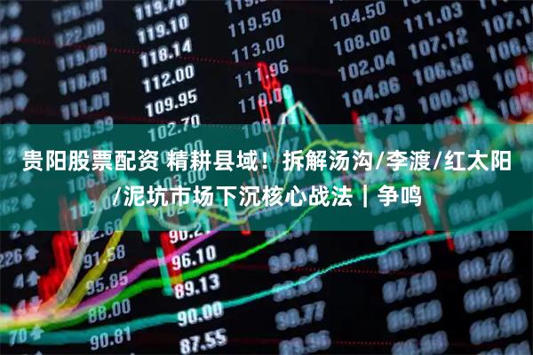 贵阳股票配资 精耕县域！拆解汤沟/李渡/红太阳/泥坑市场下沉核心战法｜争鸣