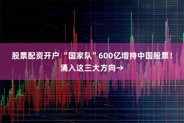 股票配资开户 “国家队”600亿增持中国股票！涌入这三大方向→